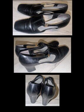 Vintage Florsheim Black Leather Pumps Womens Dress Shoes Size 9.5